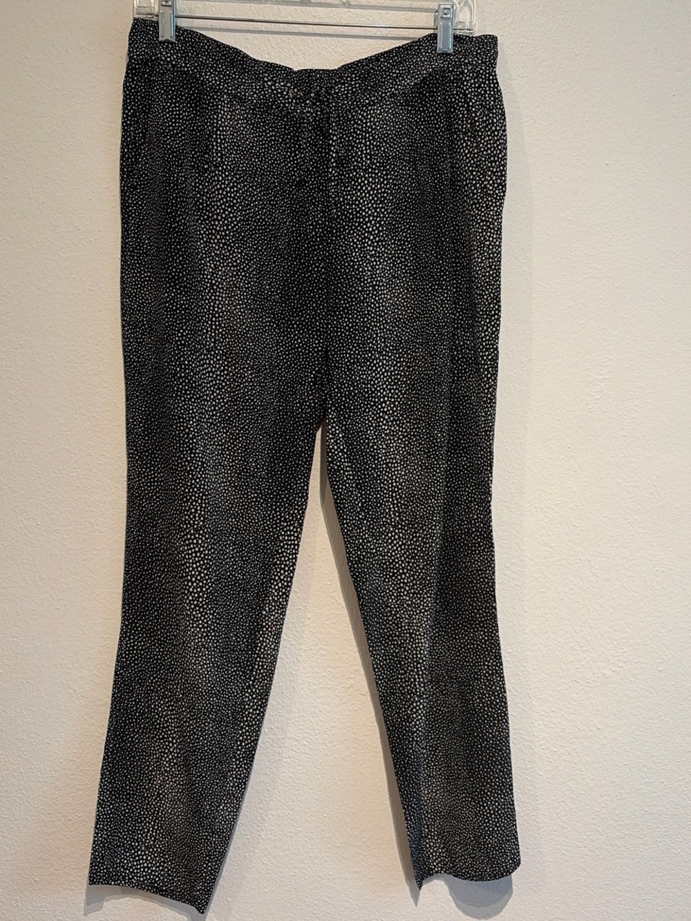 Joie Black and White silk cropped pants with tie waist
